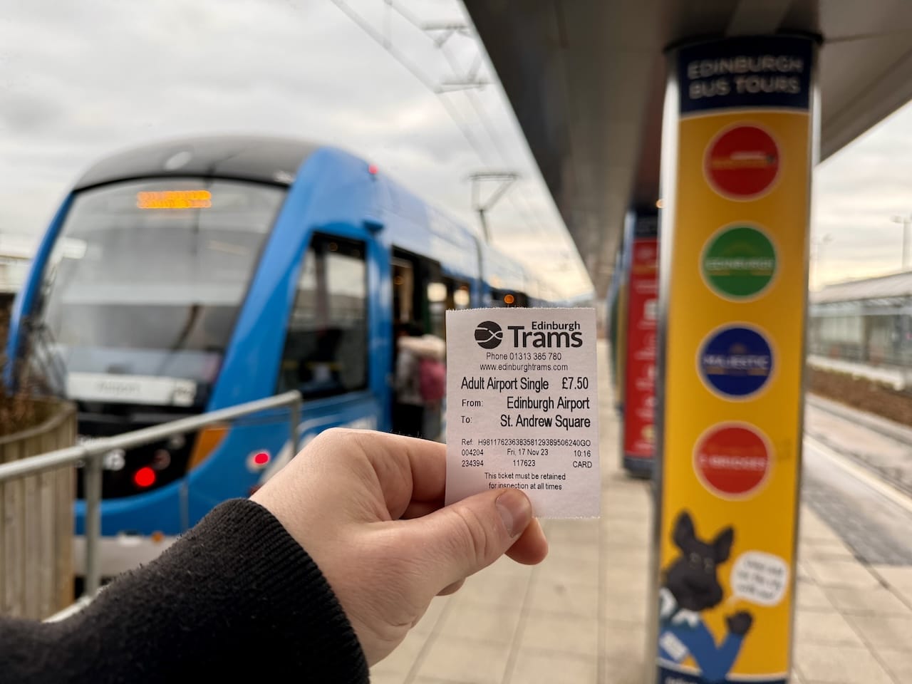 Biglietto del tram dall'aeroporto di Edimburgo