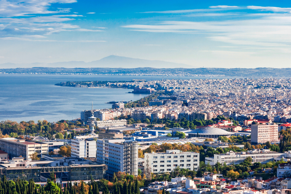 Vista panoramica aerea di Salonicco, la seconda città della Grecia sul golfo
