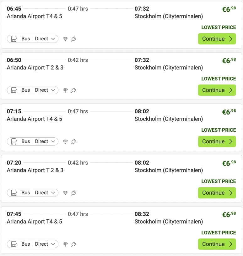 Flixbus dall'aeroporto di Arlanda a Stoccolma