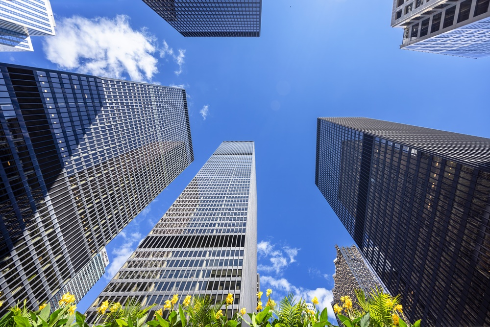 Grattacieli nel Financial District di Toronto vicino all'incrocio tra Yonge e King