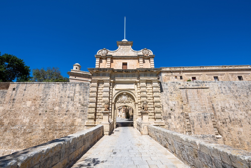 La Mdina Gate e le mura di Mdina a Malta