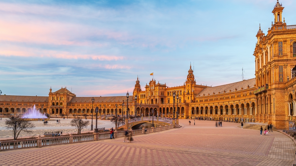 Vista panoramica di Plaza de España a Siviglia