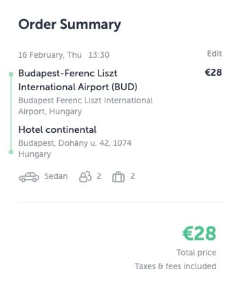 prezzo dall'aeroporto di budapest al centro