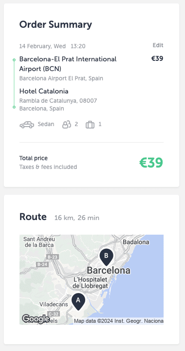 Prezzo del taxi dall'aeroporto di Barcellona alla città