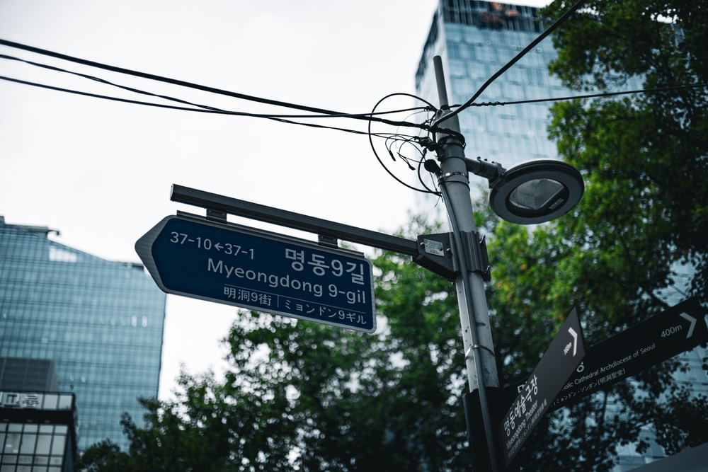 Il quartiere dello shopping di Myeongdong a Seul