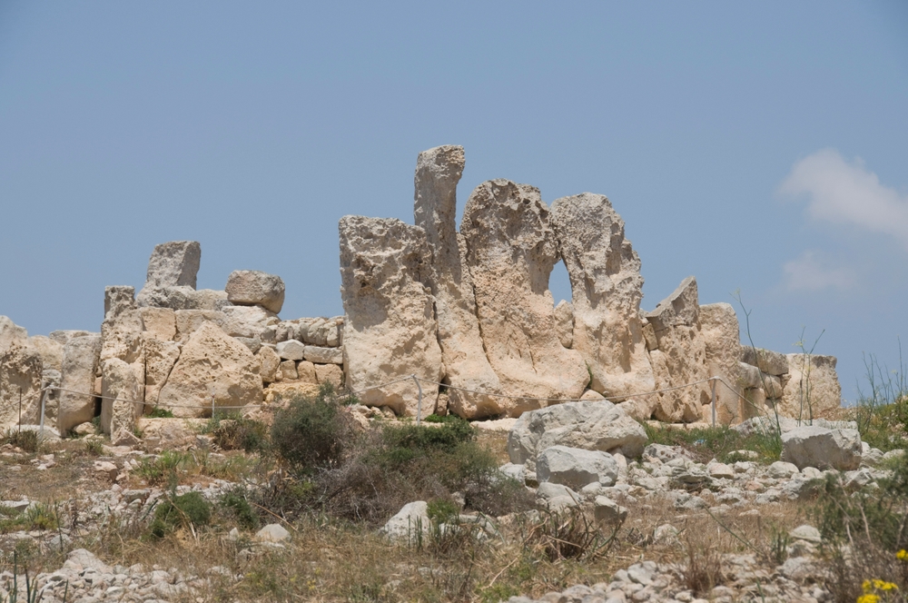 Il tempio megalitico di Ħaġar Qim vicino a Qrendi, Malta