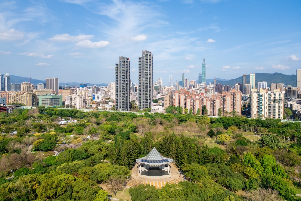 Veduta aerea del Da'an Forest Park a Taipei