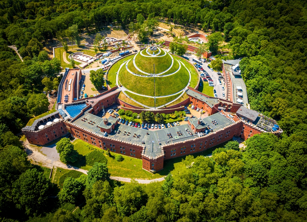 Veduta aerea del Tumulo di Kościuszko a Cracovia