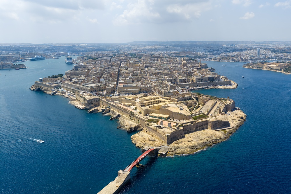 Veduta aerea di Forte Sant'Elmo sulla punta della penisola di La Valletta