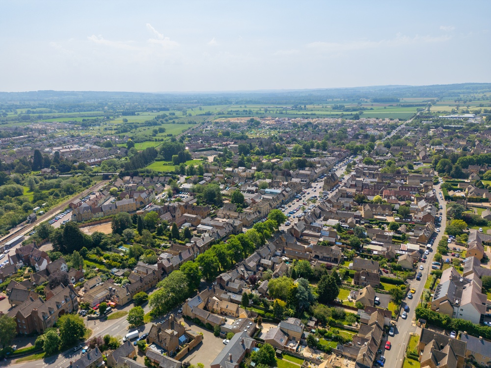 Veduta aerea di Moreton-in-Marsh nelle Cotswolds