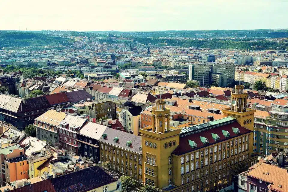 vista dalla torre della televisione di žižkov
