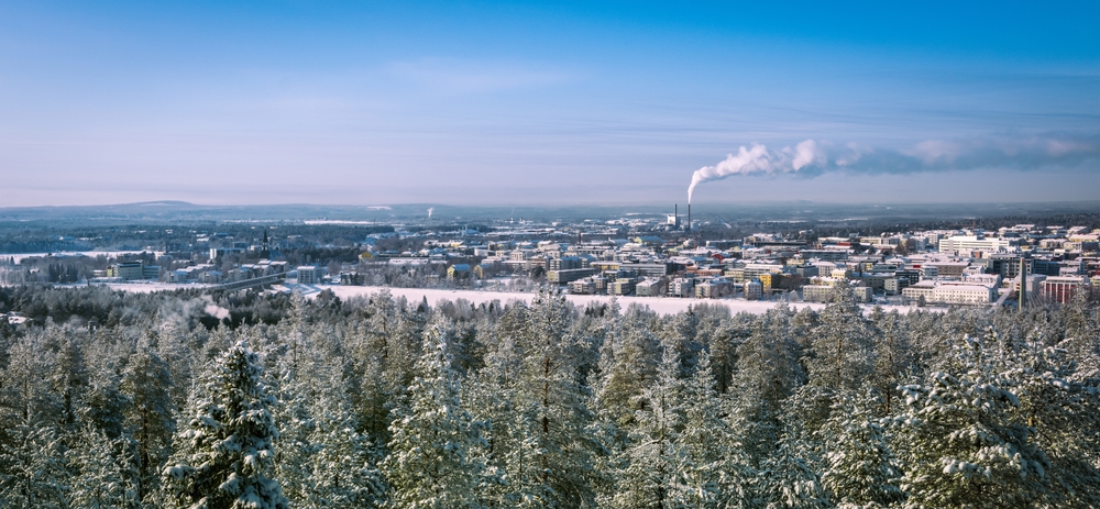 Vista panoramica di Rovaniemi in inverno in Lapponia