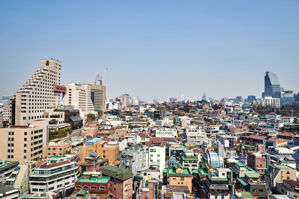 Vista sui grattacieli di Gangnam a Seul