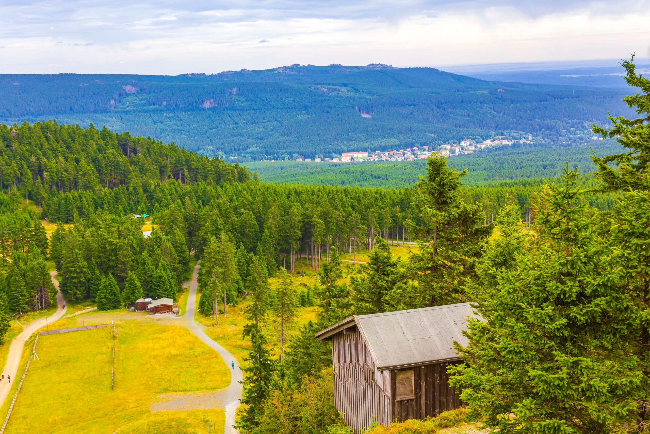Vista sul Wurmberg e sulla cabinovia vicino a Braunlage